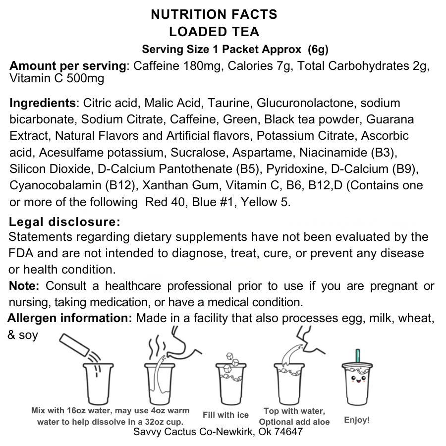 The Savvy Cactus - Wholesale Drink Mix - LOADED TEA3