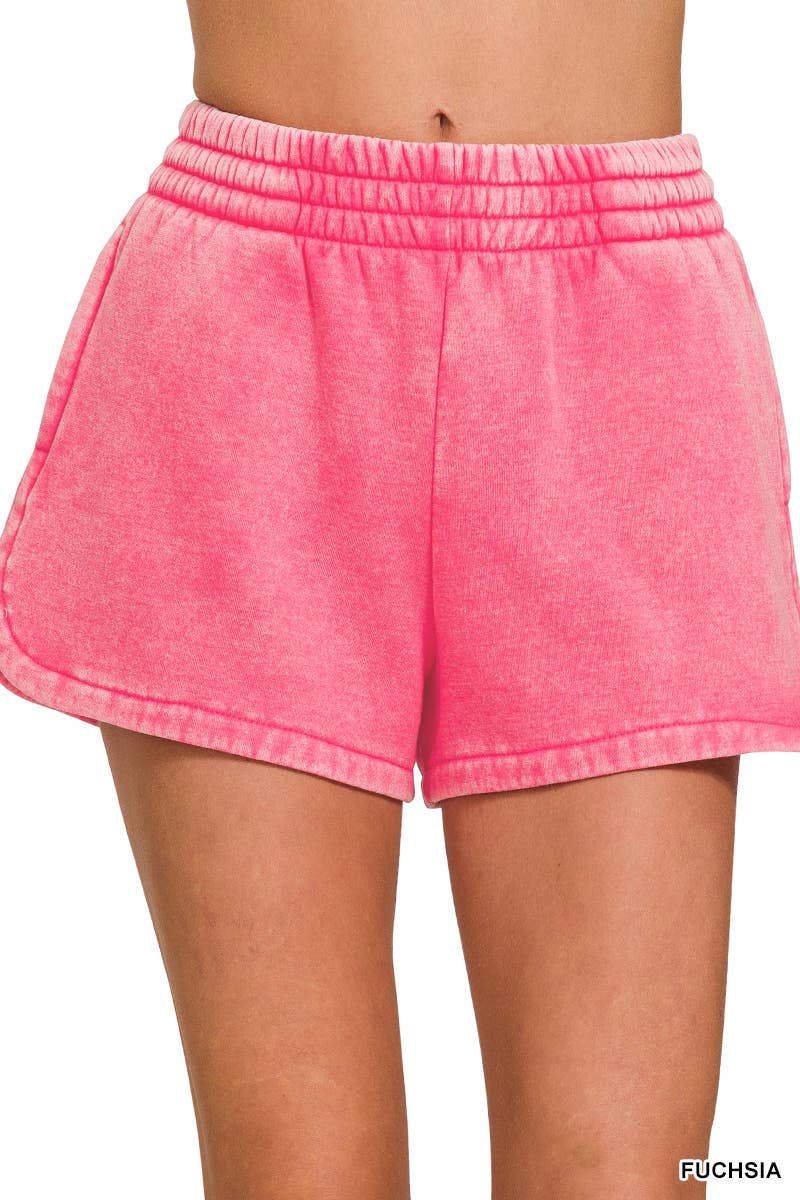 Vanilla Monkey - Wholesale Lounge Shorts - Women's - Acid Washed Elastic Waistband Dolphin Shorts9