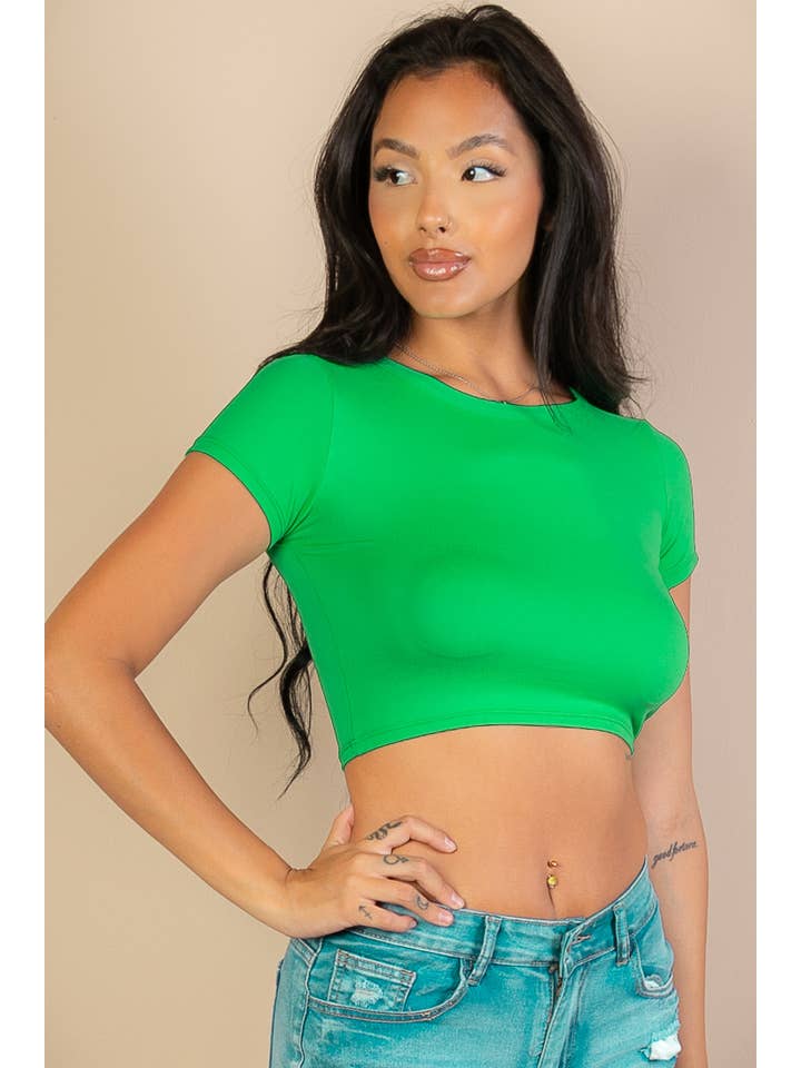 CAPELLA APPAREL - Wholesale Knit Top - Women's - Short Sleeve Roundneck Crop Top8