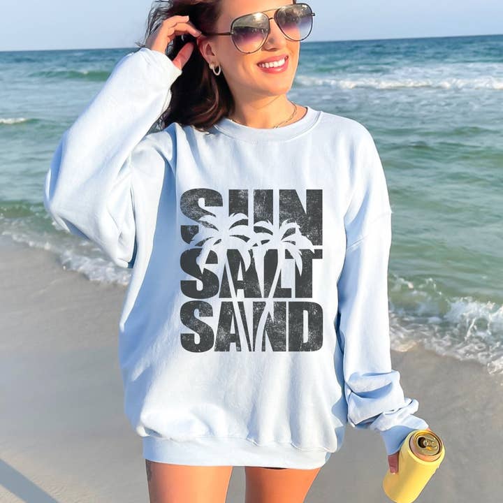 Sun Salt Sand Beach Crewneck Sweatshirt for wholesale by Trendznmore - Modern Graphic Apparel