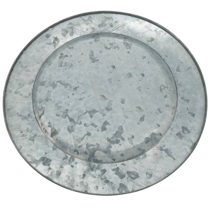 Silver Gold Rim Galvanized Charger for wholesale on Faire1