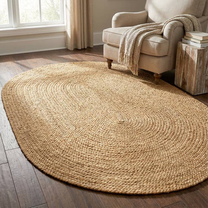 Naturlig Oval Jute Tæppe for engroshandel hos Rugura