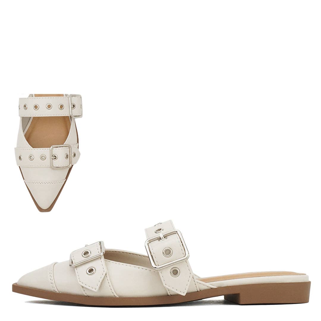 Mars Sky Shoes Wholesale - Wholesale Mules - Women's - Soda USUAL Women Studded Buckle Strap Pointed Toe Mules-18 Pairs Pack2