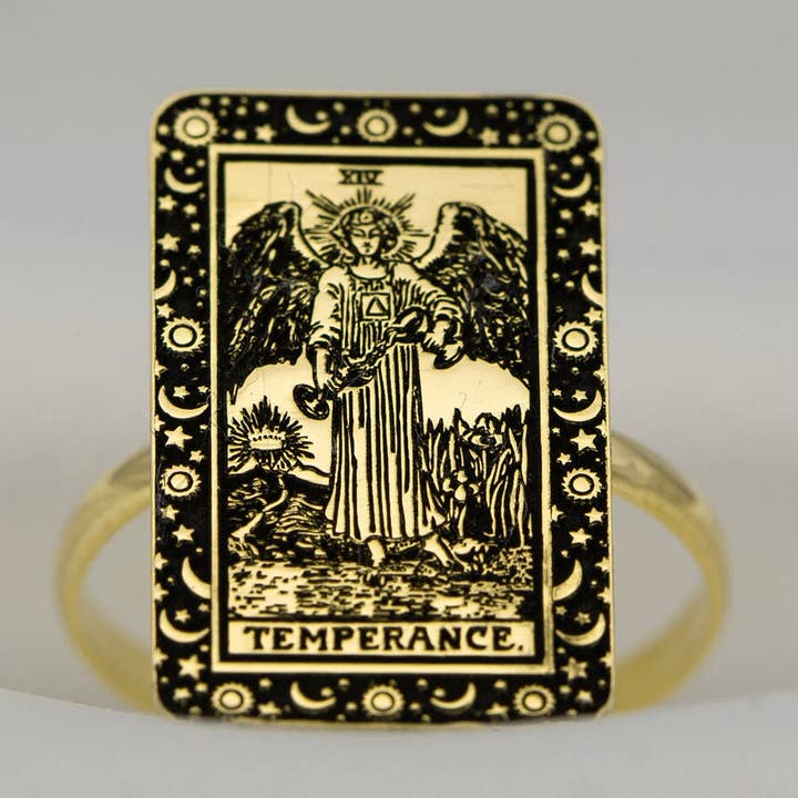 Carte de tarot The Temperance gravée en argent sterling 925 pour la vente par DreamedBy