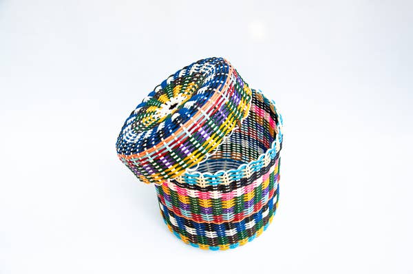 ixöq - Wholesale Basket - Catch-All Lidded Round Containers   - Set Of 3 - Multi Color Striped2