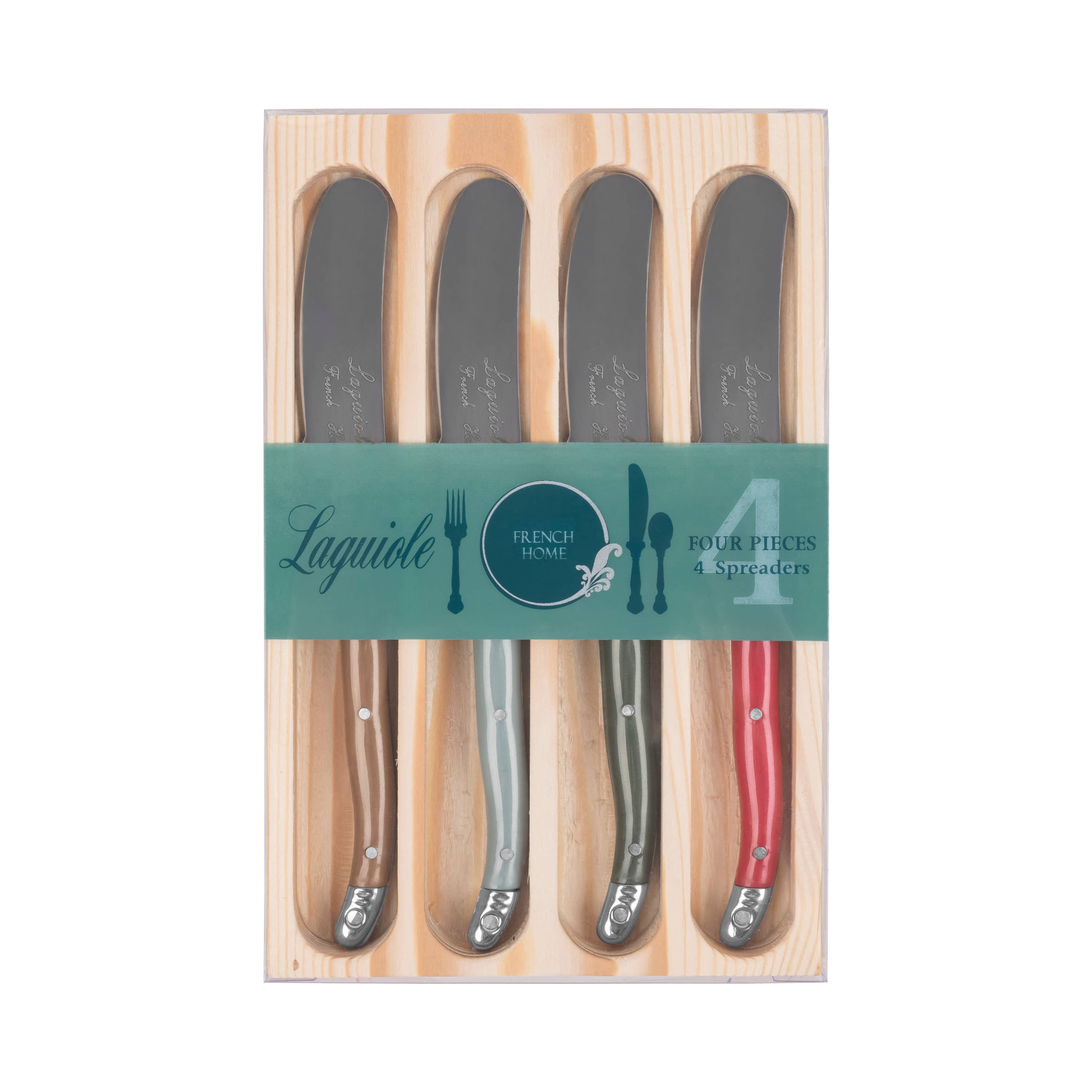French Home - Wholesale Cheese Spreader - French Home 4 Piece Laguiole Spreader Set - Holly Berry2