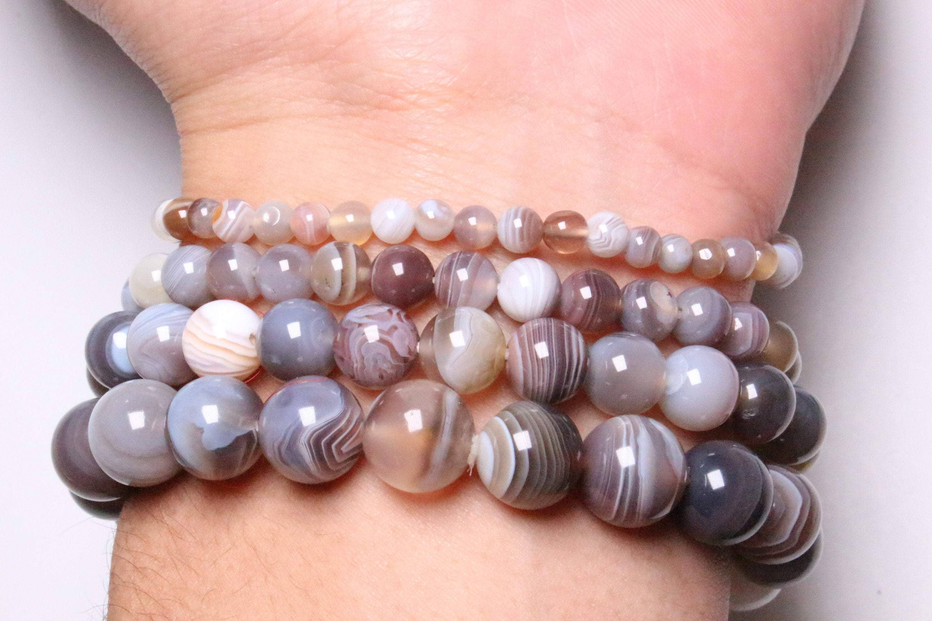 Foliesbijoux - Wholesale Beaded Bracelet - AA Grey Botswana Agate Bracelet1