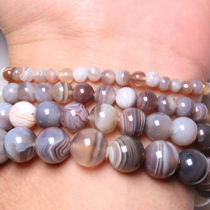 Foliesbijoux - Wholesale Beaded Bracelet - AA Grey Botswana Agate Bracelet1