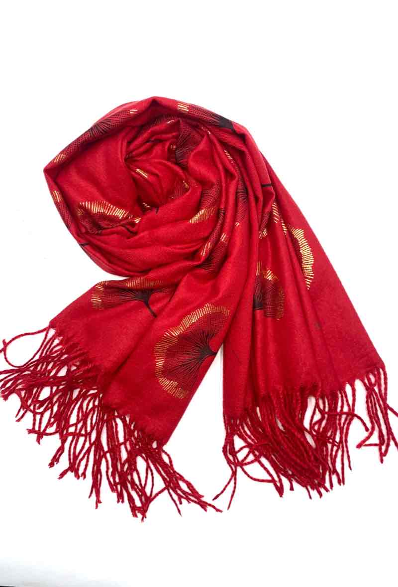 LINETA - Wholesale Scarf - Women's - Gingko Leaf Pattern Soft Scarf10