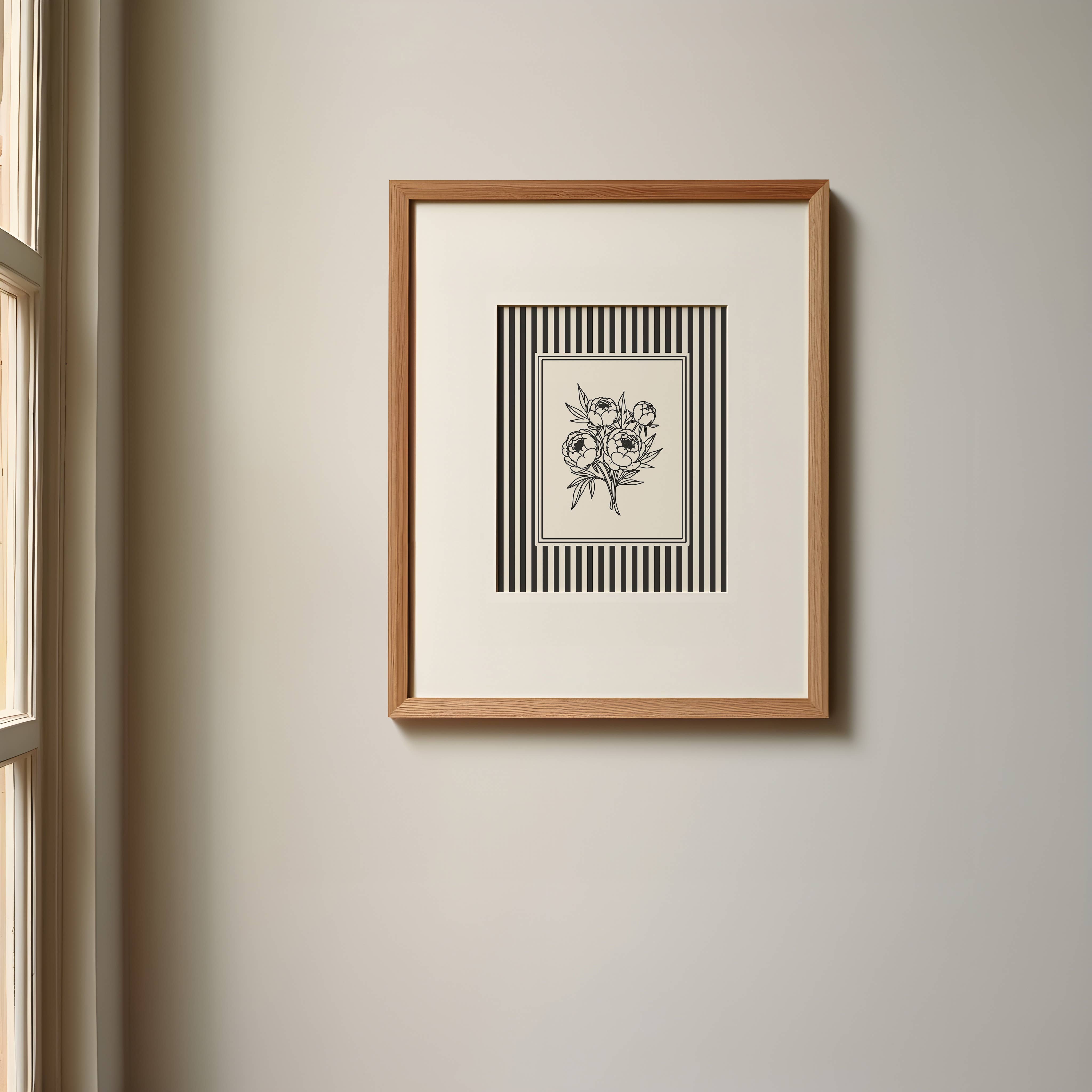 Paperly Creative Co - Wholesale Art Print - Minimalist Black & White Peonies Art Print II11