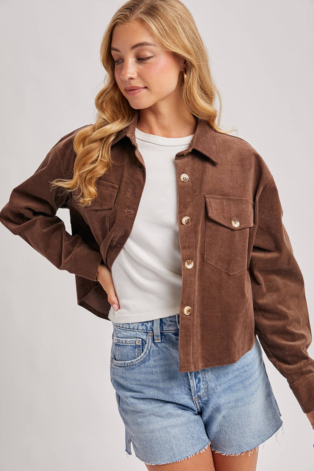 Bluivy - Wholesale Jacket - Women's - CORDUROY CROPPED BUTTON DOWN SHIRT JACKET27