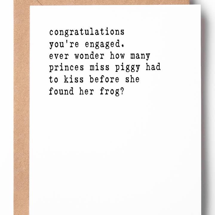 Peopleisms - Wholesale Engagement Card - Kermit and Piggy Funny Letterpress Engagement Card