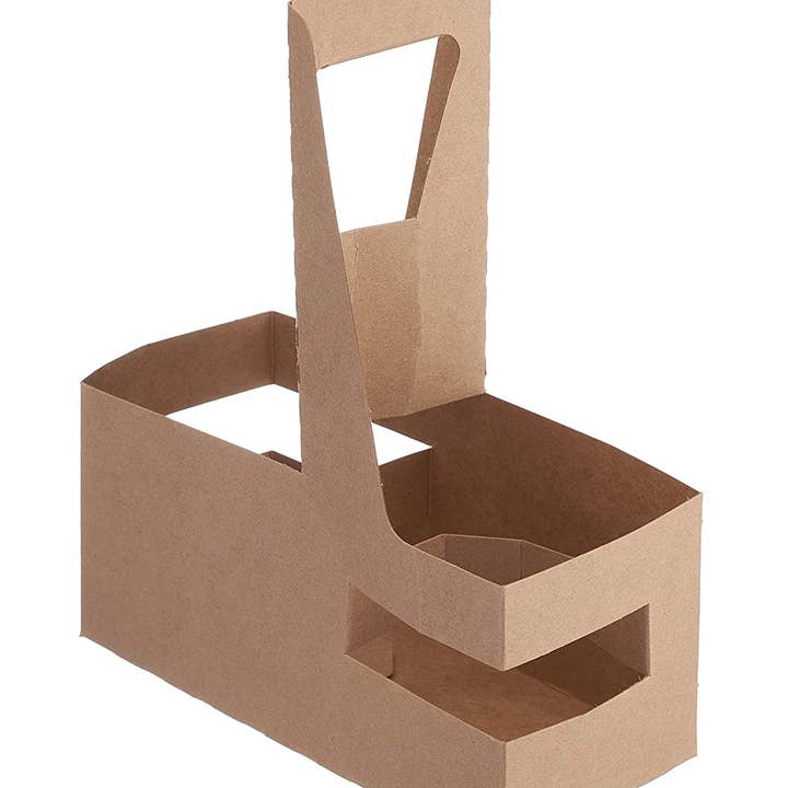 EcoQuality - Wholesale Drink Huggers & Koozies - Disposable Kraft 2 or 4 Cup Drink Carrier with Handles,