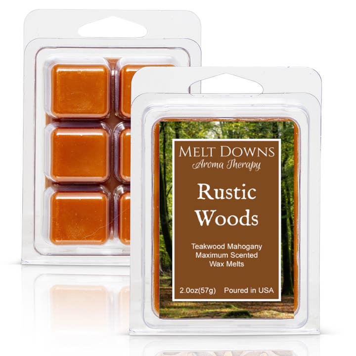 Rustic Woods - Maximum Scented Wax Melt - Teakwood Mahogany for wholesale by Melt Downs Aroma Therapy