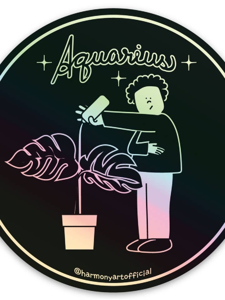 Autocollant holographique du zodiaque découpé de 3 po - Verseau pour la vente par Harmony Art Shop