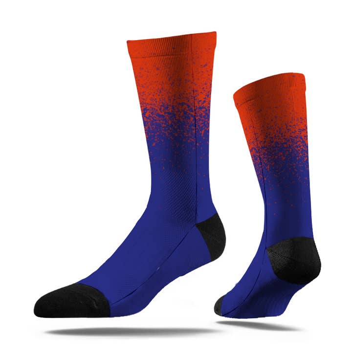 Orange und blaue Ombre-Crew-Socken für den Großhandel von FatCap Apparel Co