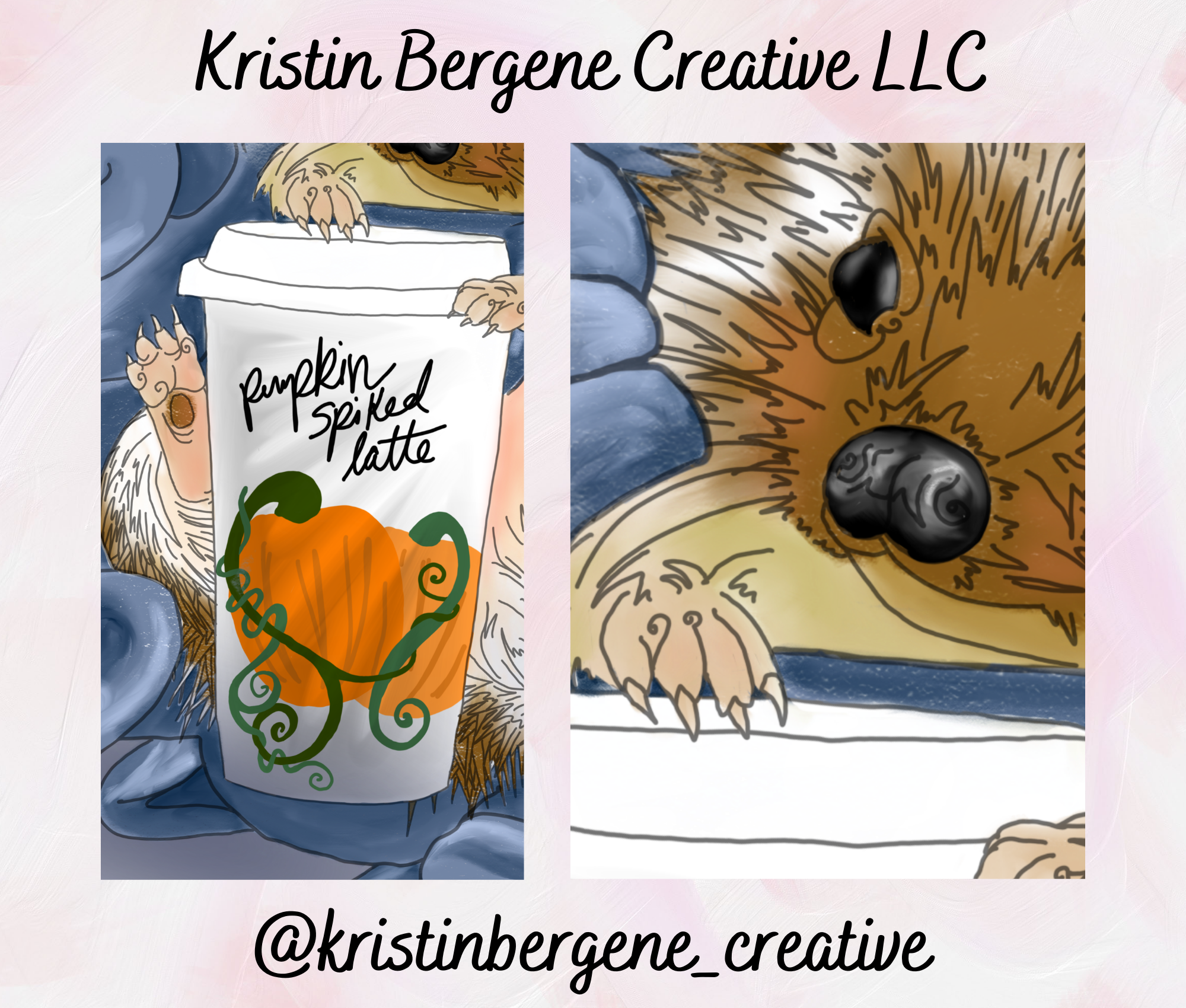 Kristin Bergene Creative LLC - Wholesale Season's Greetings Card - Hedgehog Latte Greeting Cards | Blank Inside, 5.5” x 4” 6