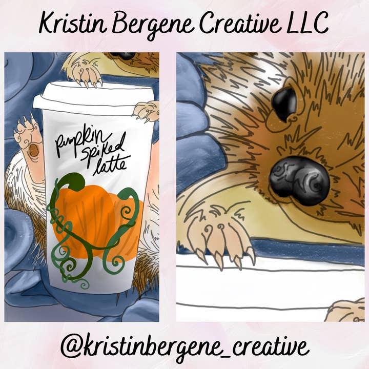 Kristin Bergene Creative LLC - Wholesale Season's Greetings Card - Hedgehog Latte Greeting Cards | Blank Inside, 5.5” x 4” 6