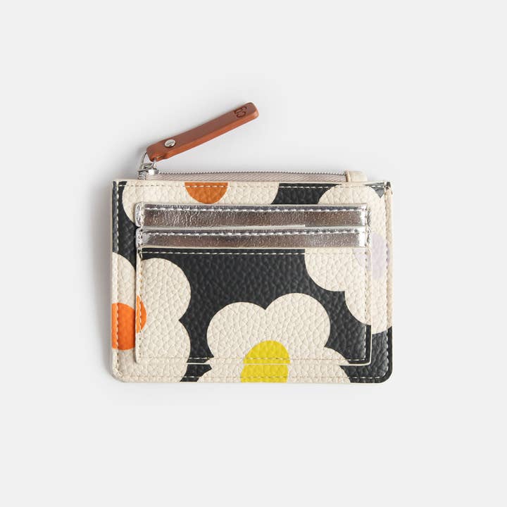 Multi Flower Charcoal Short Patch Purse for wholesale by Caroline Gardner