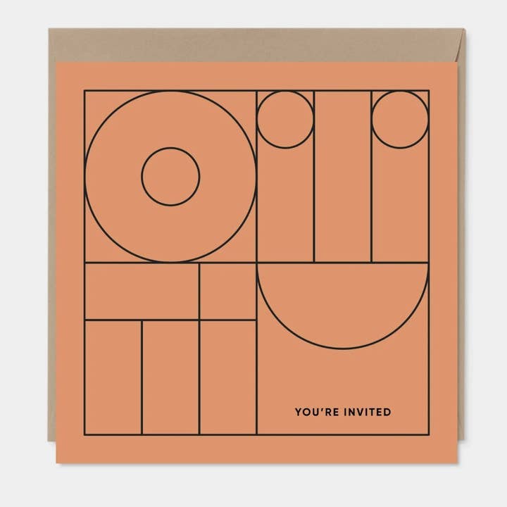 Invitation au dessin au trait moderne à motif géométrique carré pour la vente par The Design Craft