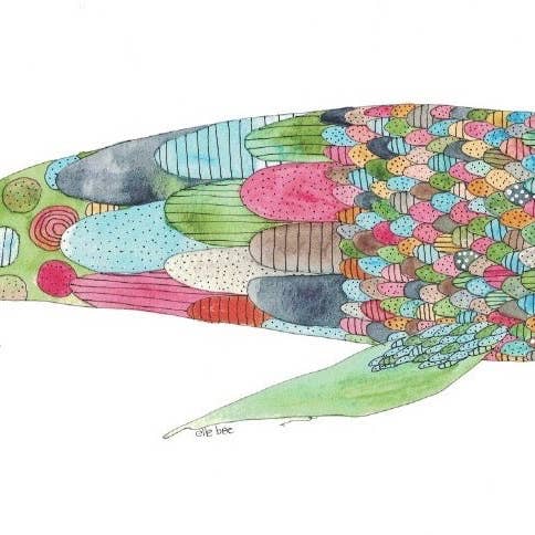 „Dr. Seuss fisk“ lykønskningskort for engroshandel hos Elle Bee Art Studio