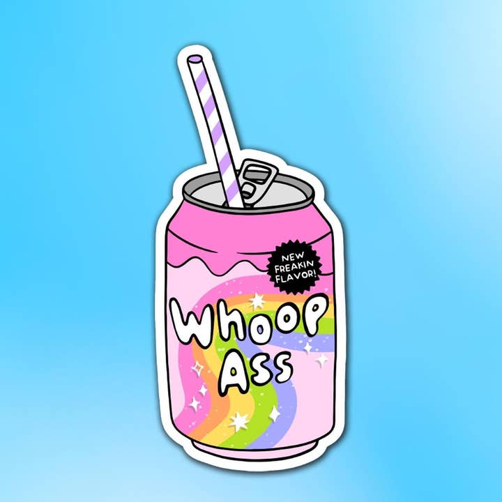 Can of Whoop Ass Vinyl Sticker for wholesale by Sticker Lodge