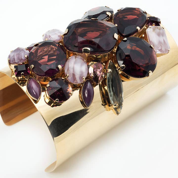 Høj slab armbånd med lilla sten spil for engroshandel hos HUB161