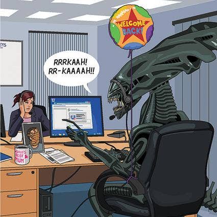 Lesser Spotted Images Ltd – wholesale Vardagliga hälsningskort – Hälsningskort - Jim'll måla det - Alien drottning tillbaka