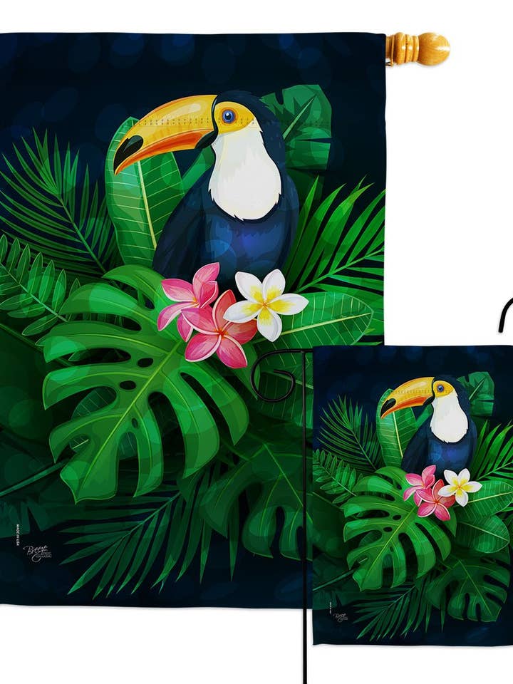 Toucan Paradise Animals Bird Tropical Decor Flag for wholesale by Two Group Flag Co