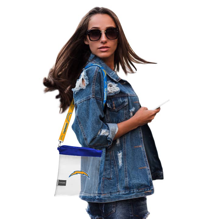 Little Earth Productions - Wholesale Crossbody Bag - Women's - NFL Los Angeles Chargers Clear Pattern Strap Bag