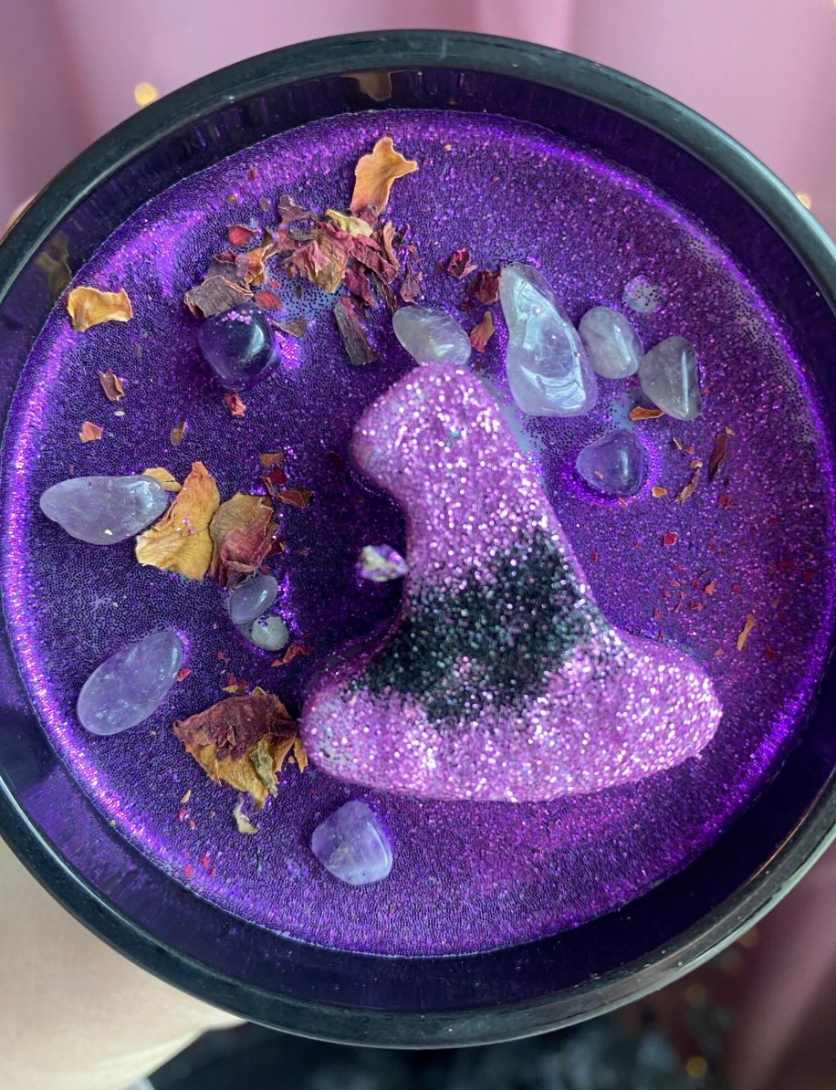 Moonlight & Mindfulness - Wholesale Jar/Filled Candle - Hocus Pocus 100% Soy Wax Crystal Candle, Witch Hat, Vegan2
