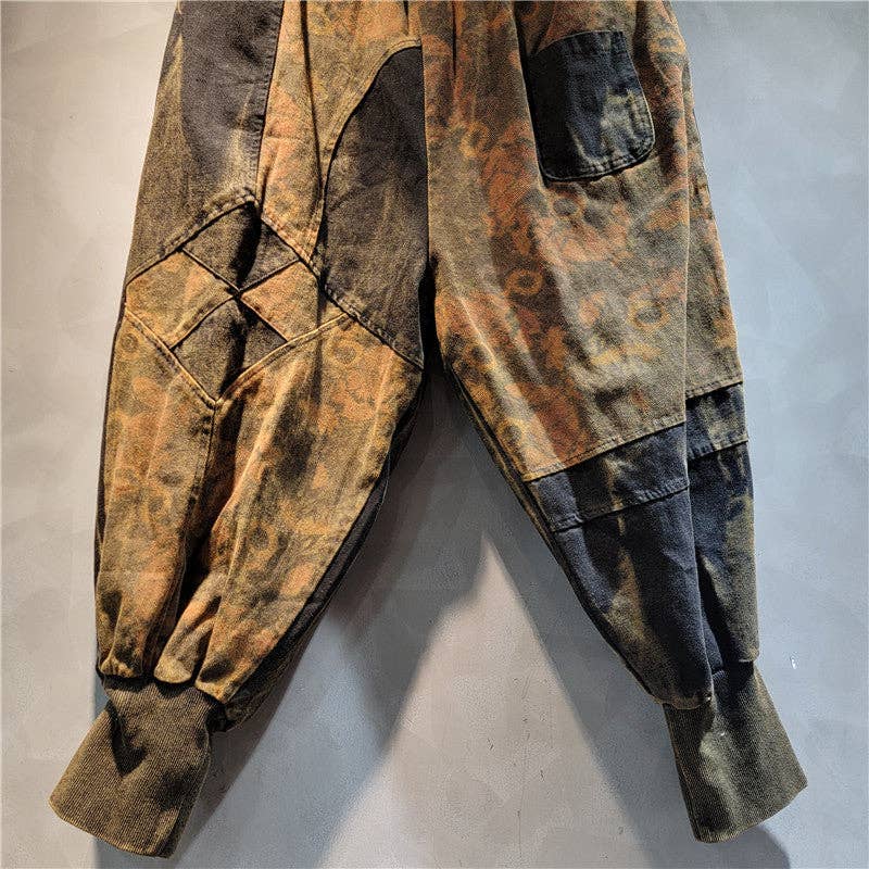 Sanyao Fashion – wholesale Set med topp och byxa – Dam – M229 Kantig Lappverk Denimväst med Huva & Harembyxor Set6