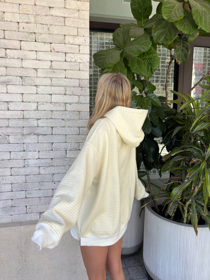 Baby Yellow and White Big Striped Hoodie for wholesale on Faire17