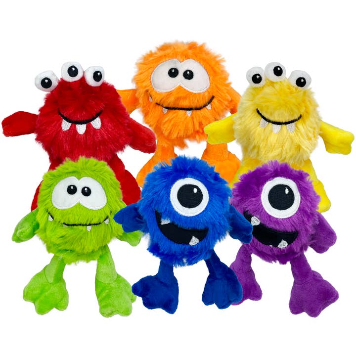 Multipet Minipet Plush Monsters Dog Toy Asst. 5" for wholesale by Pet Palette Distribution