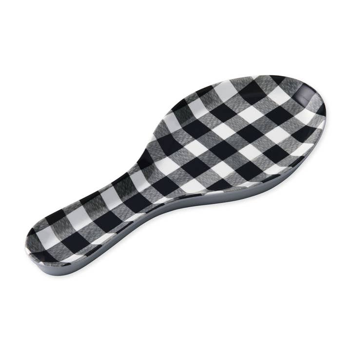 Supreme Housewares - Wholesale Spoon Rest - Gingham Black Melamine Spoon Rest