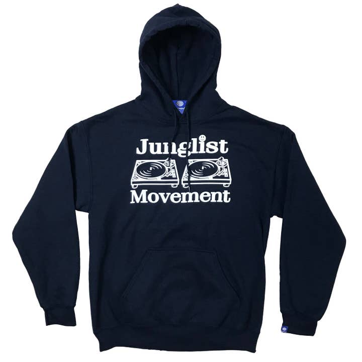 Junglist Movement Heavyweight Hoodie (Dark Navy) for wholesale by Aerosoul Limited