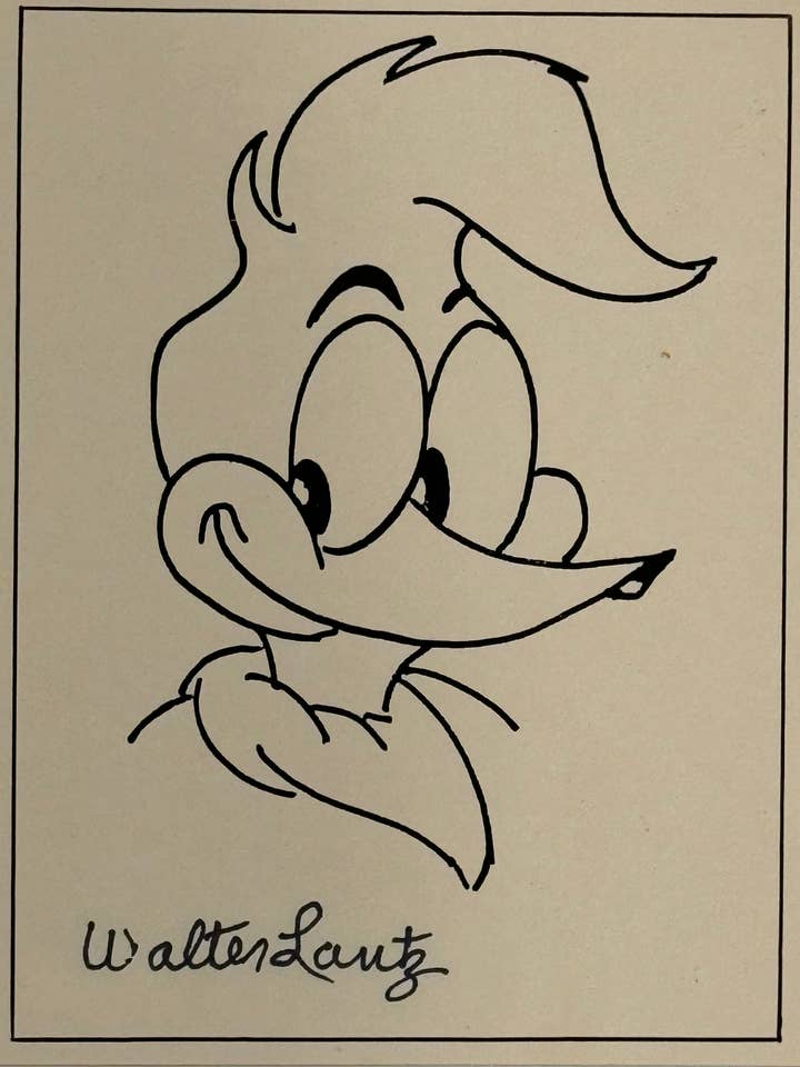 Walter Lantz signierte 5x7 Skizze von Woody Woodpecker (JSA) für den Großhandel von Hollywood Collectibles