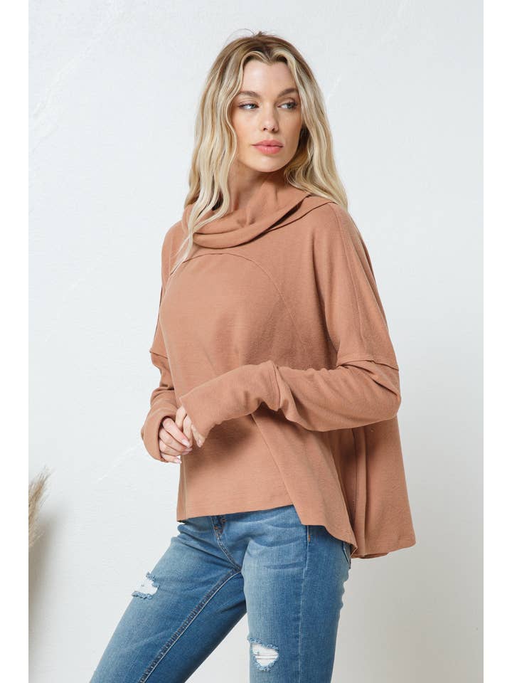 MAUVE 22066T - Oversized Brushed Cozy Turtle Neck Pullover for wholesale on Faire