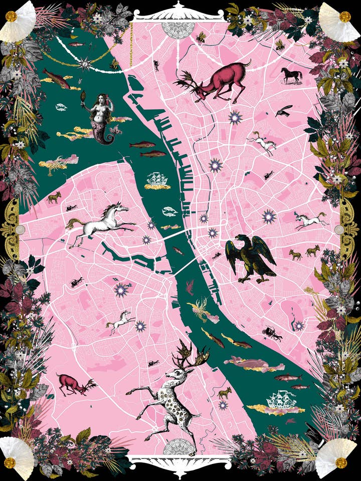 Ornate Map Works - The City of Liverpool for wholesale by Elizabeth Stirling-Taylor