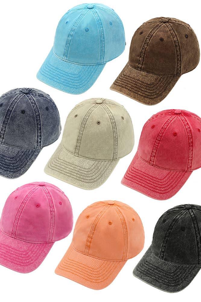 Hana - Wholesale Baseball Cap - Women's - C.C Plain Acid Wash Cotton Baseball Cap5
