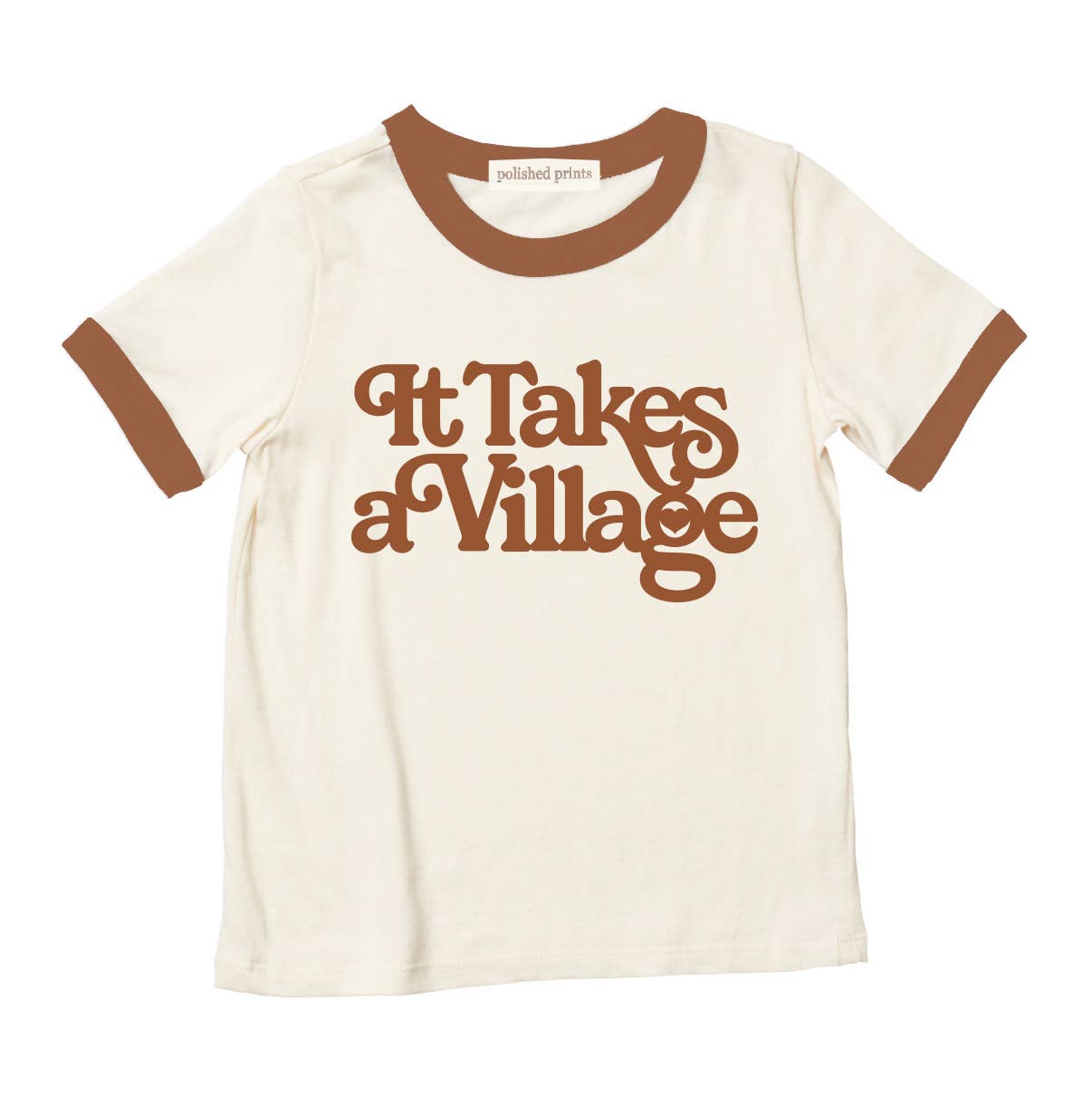 Polished Prints - Vente T-shirt sérigraphié – enfant - It Takes a Village, T-shirt graphique, vêtements pour enfants, T-shirt0