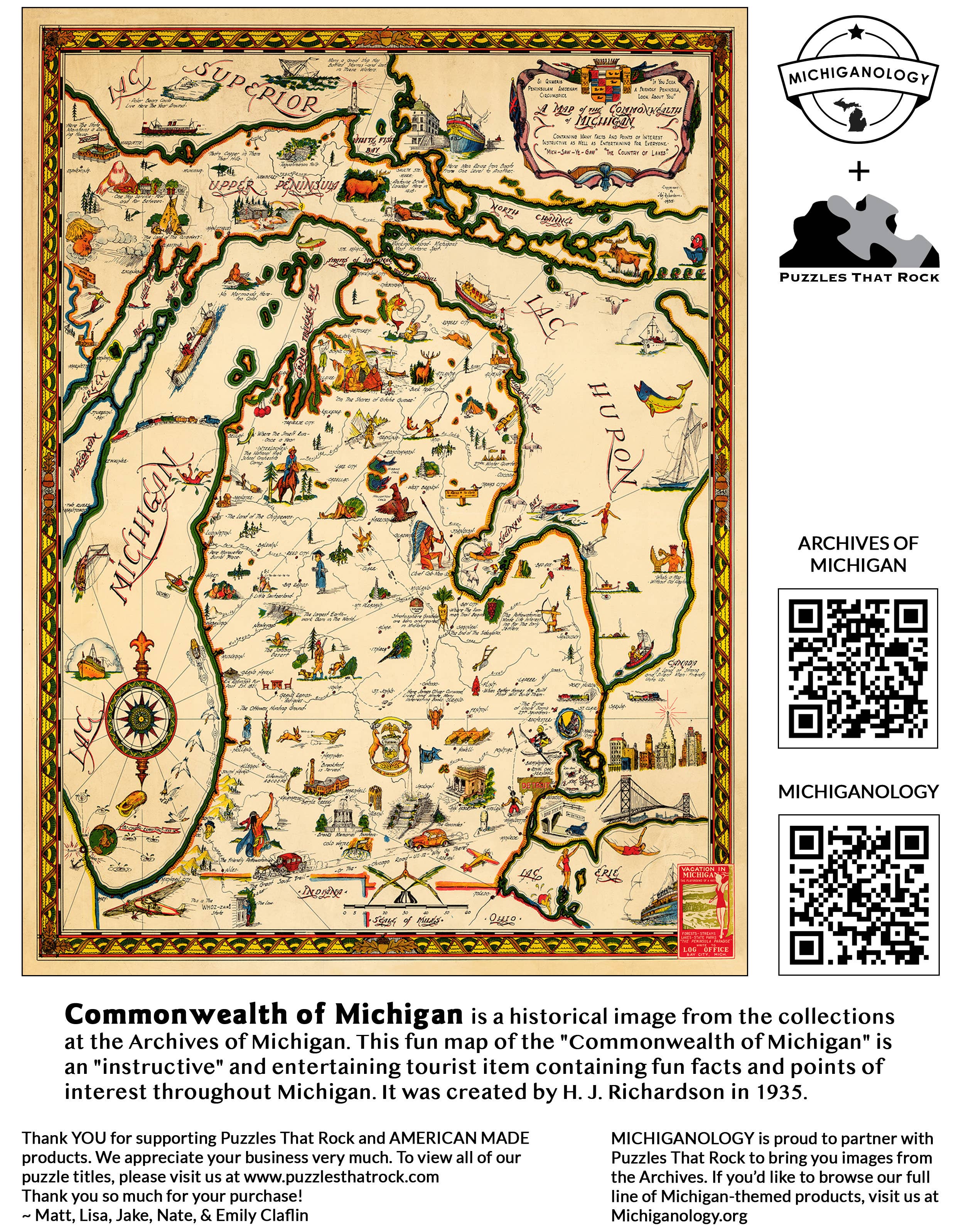 Puzzles That Rock - Wholesale Puzzle - Adult - Commonwealth of Michigan Map 550-Piece Puzzle5