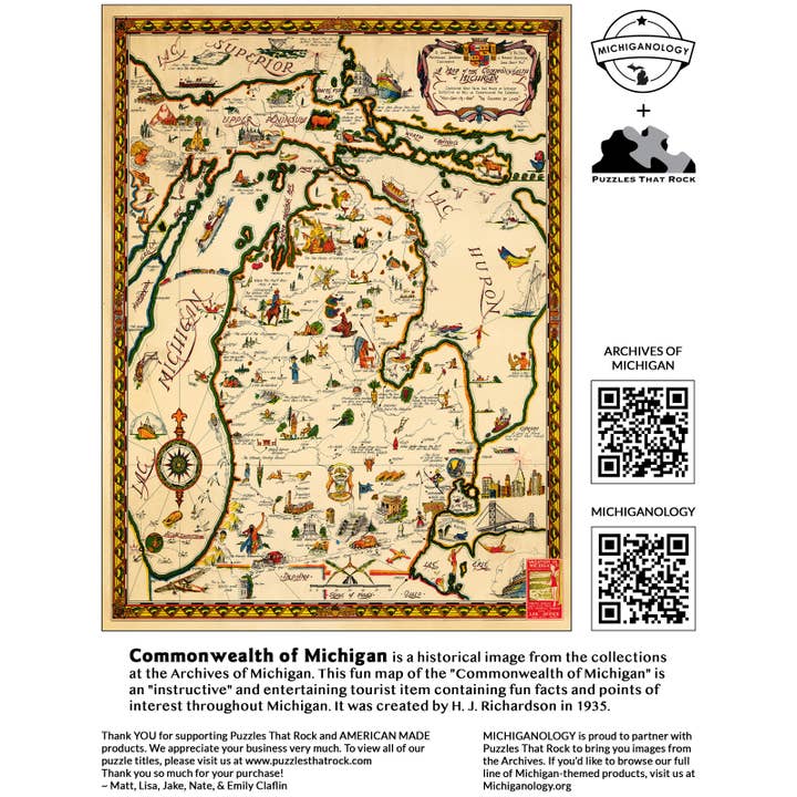 Puzzles That Rock - Wholesale Puzzle - Adult - Commonwealth of Michigan Map 550-Piece Puzzle5
