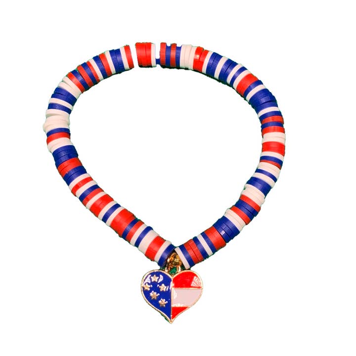 Patriotic Vinyl Disc Stretch Charm Bracelet for wholesale by Stratus
