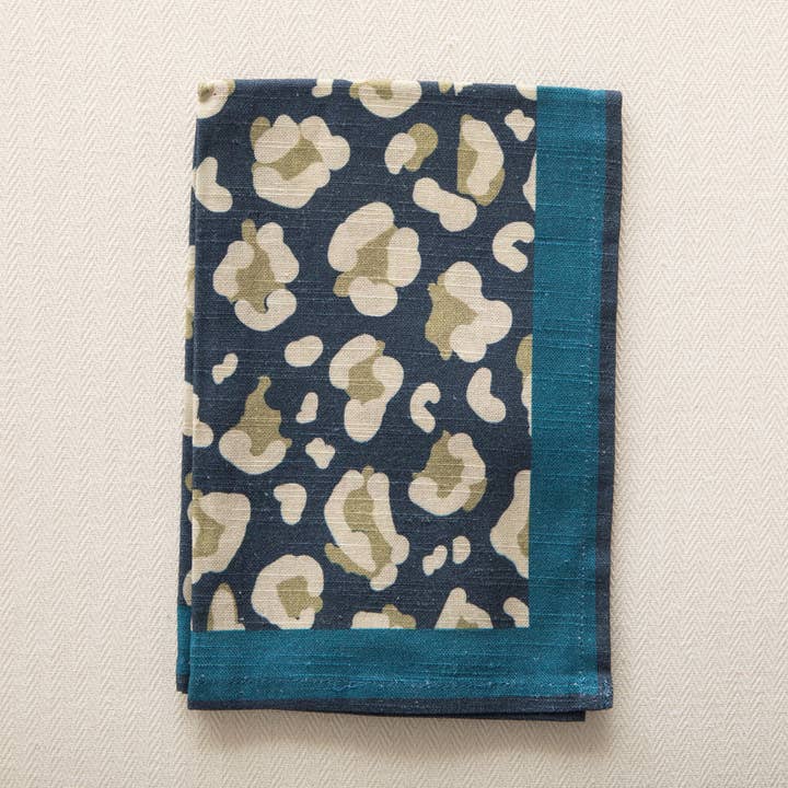 Dark Blue Leopard Napkin 45X45 for wholesale by Mahe Homeware