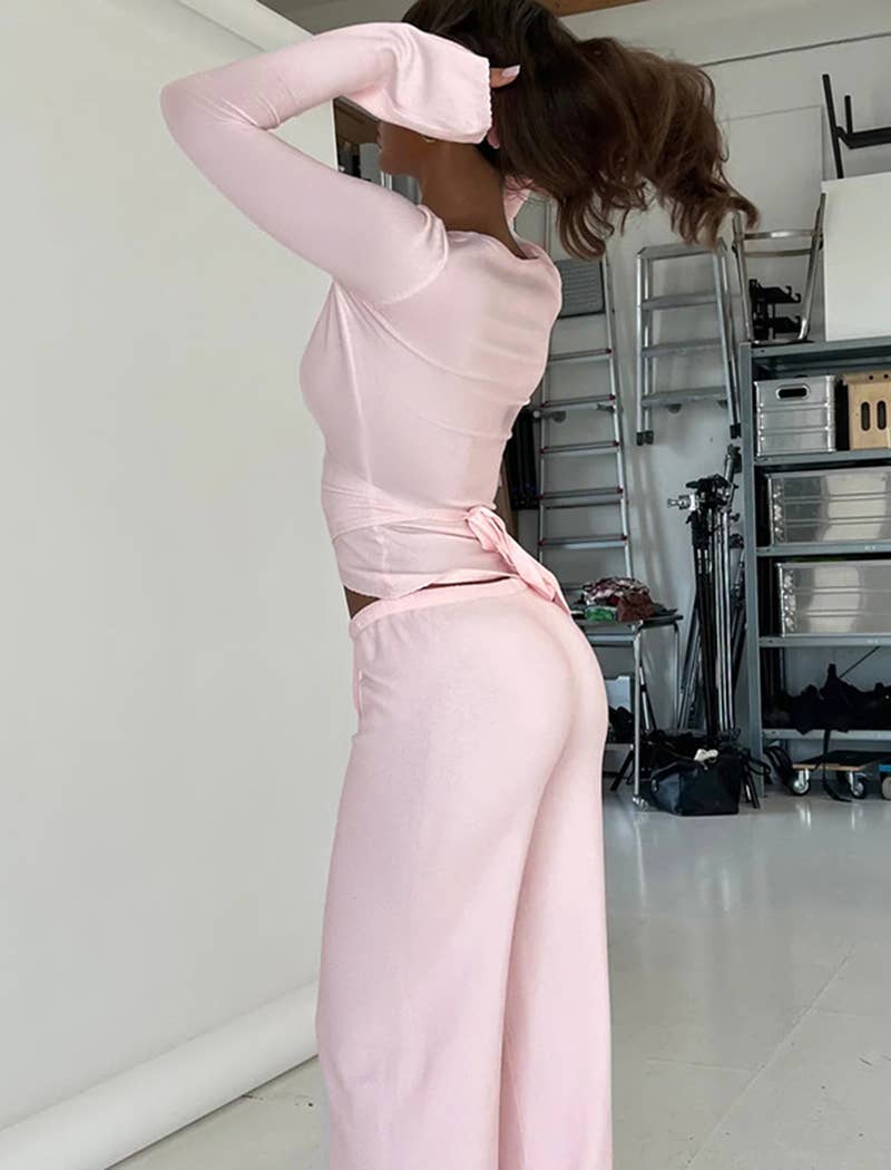 EmberLoom – wholesale Lounge set – Women's – Wrap Top and Wide-Leg Pants Lounge Set2