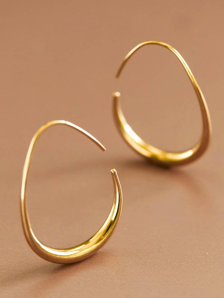 Boucles d'oreilles créoles en acier inoxydable plaqué or 18K étanches - 7377 pour la vente par Mia Accessories