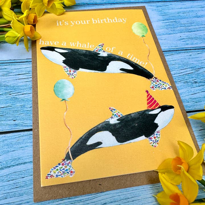 Jen Winnett Eco Artist - Wholesale Birthday Card - Birthday Whale | Orca Eco Friendly Card Cute Colourful Sea2