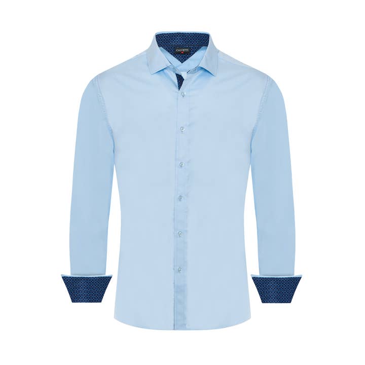 Rodeo Clothing – wholesale Buttoned-down shirt – Men's – Mens Dress Shirts Wrinkle Free Regular Long Sleeve Shirts - LIGHT BLUE