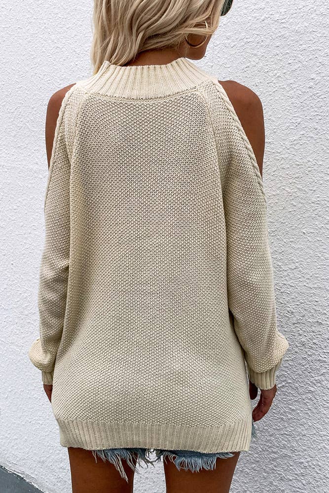 UNISHE - Wholesale Knit Sweater - Women's - TOPW897 Cold Shoulder Knit O-neck Sweater21
